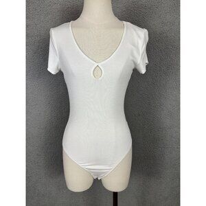 Self Esteem Juniors' Women's Keyhole Ribbed Bodysuit White Size Medium NWT's